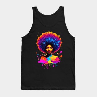 Beautiful Black Woman splash neon watercolor retro 80s Tank Top